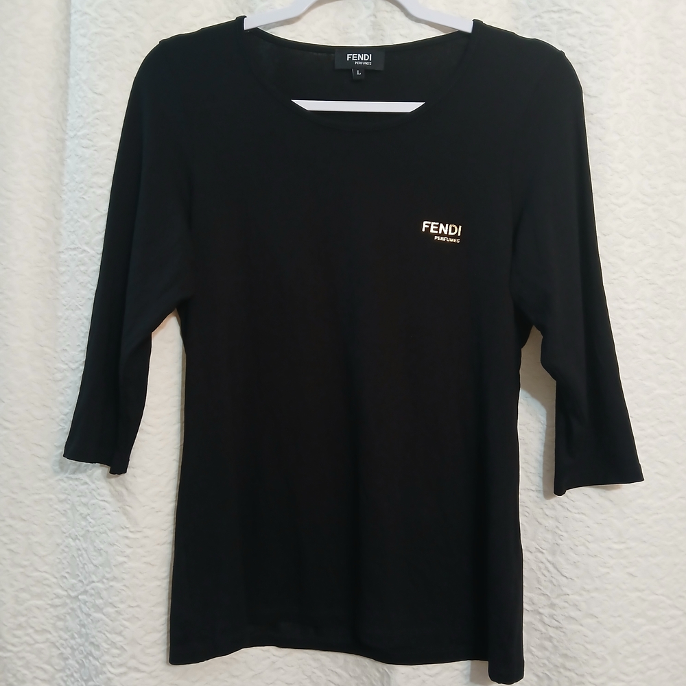 Fendi PERFUME  Black Fitted Long Sleeve Tee
